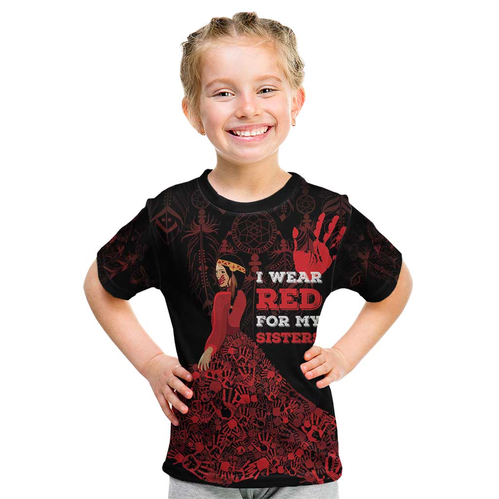 MMIW Native American Red Hand Kid T Shirt I Wear Red For My Sisters