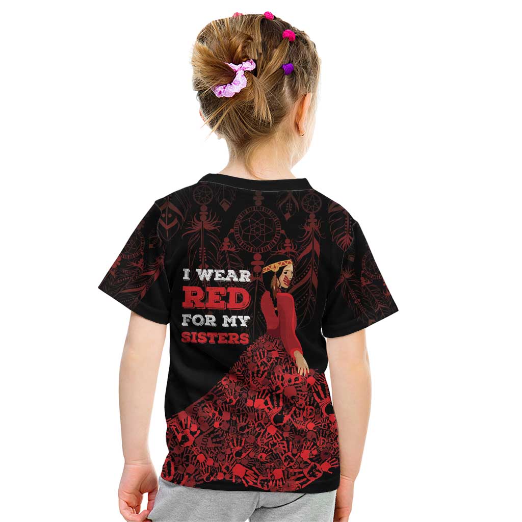 MMIW Native American Red Hand Kid T Shirt I Wear Red For My Sisters