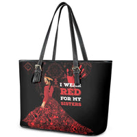 MMIW Native American Red Hand Leather Tote Bag I Wear Red For My Sisters