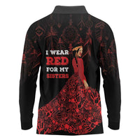 MMIW Native American Red Hand Long Sleeve Polo Shirt I Wear Red For My Sisters