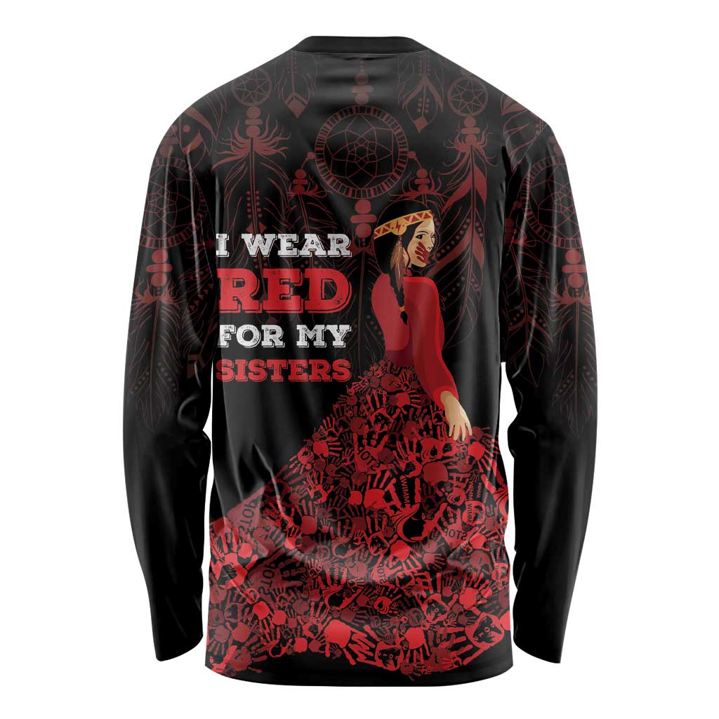 MMIW Native American Red Hand Long Sleeve Shirt I Wear Red For My Sisters