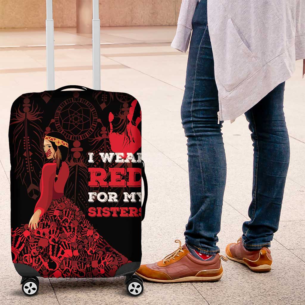 MMIW Native American Red Hand Luggage Cover I Wear Red For My Sisters