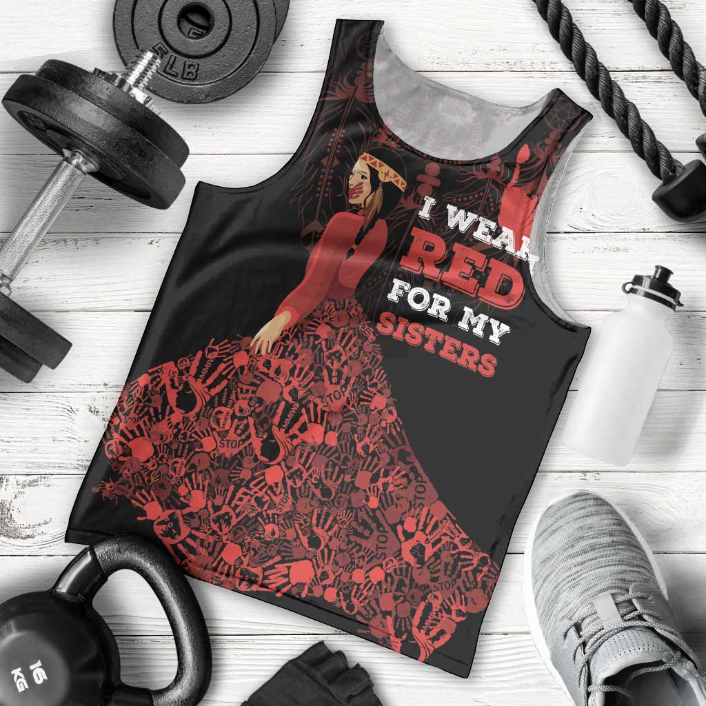 MMIW Native American Red Hand Men Tank Top I Wear Red For My Sisters