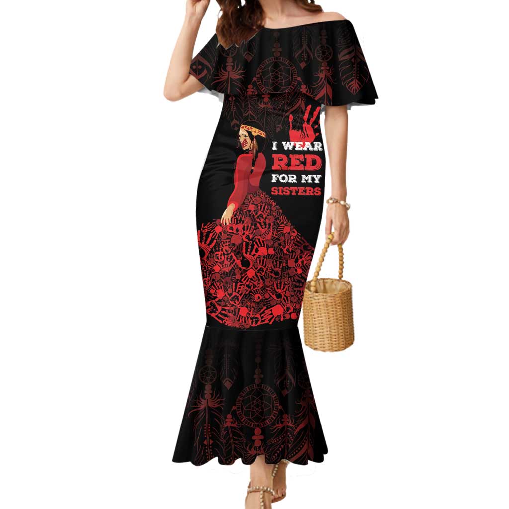 MMIW Native American Red Hand Mermaid Dress I Wear Red For My Sisters