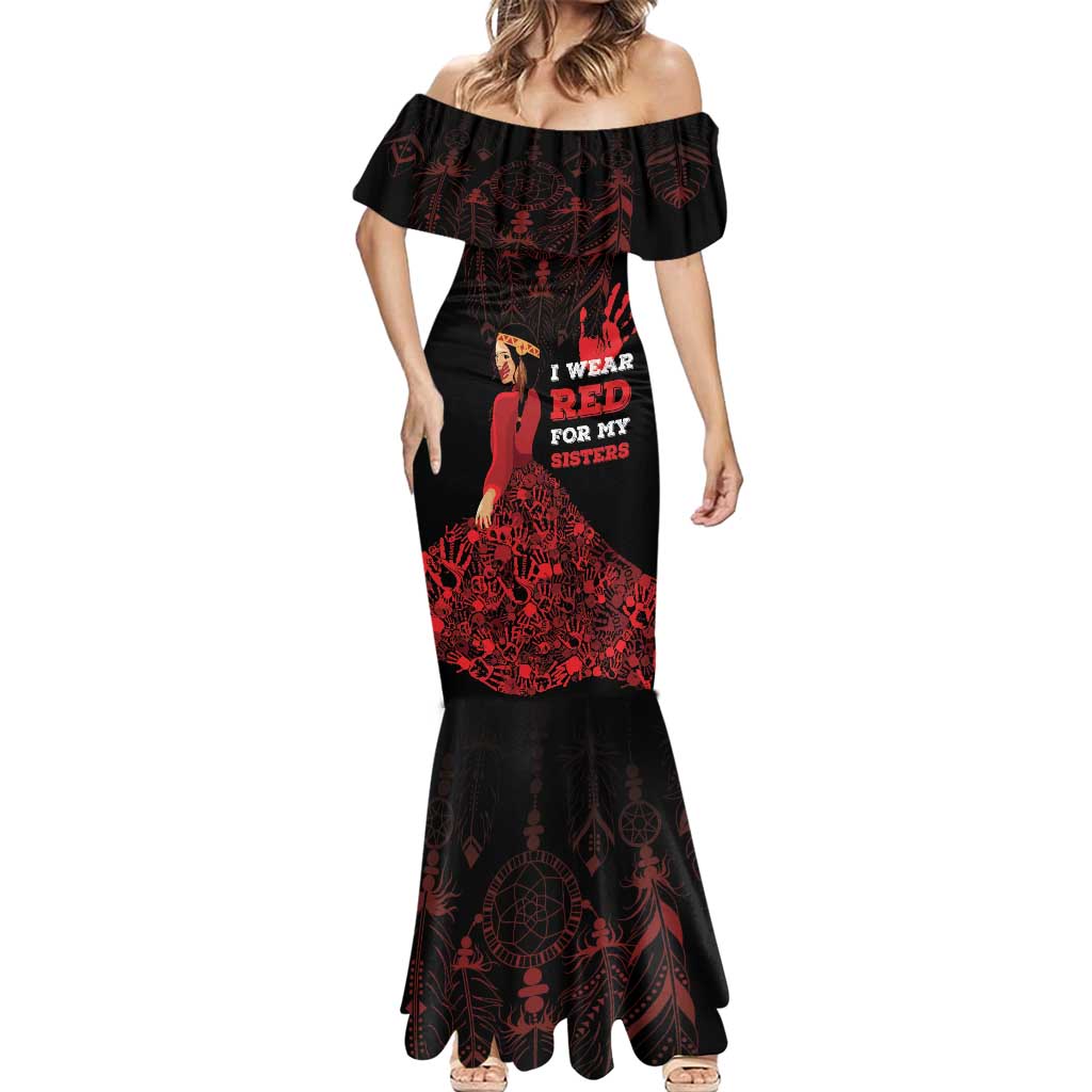 MMIW Native American Red Hand Mermaid Dress I Wear Red For My Sisters