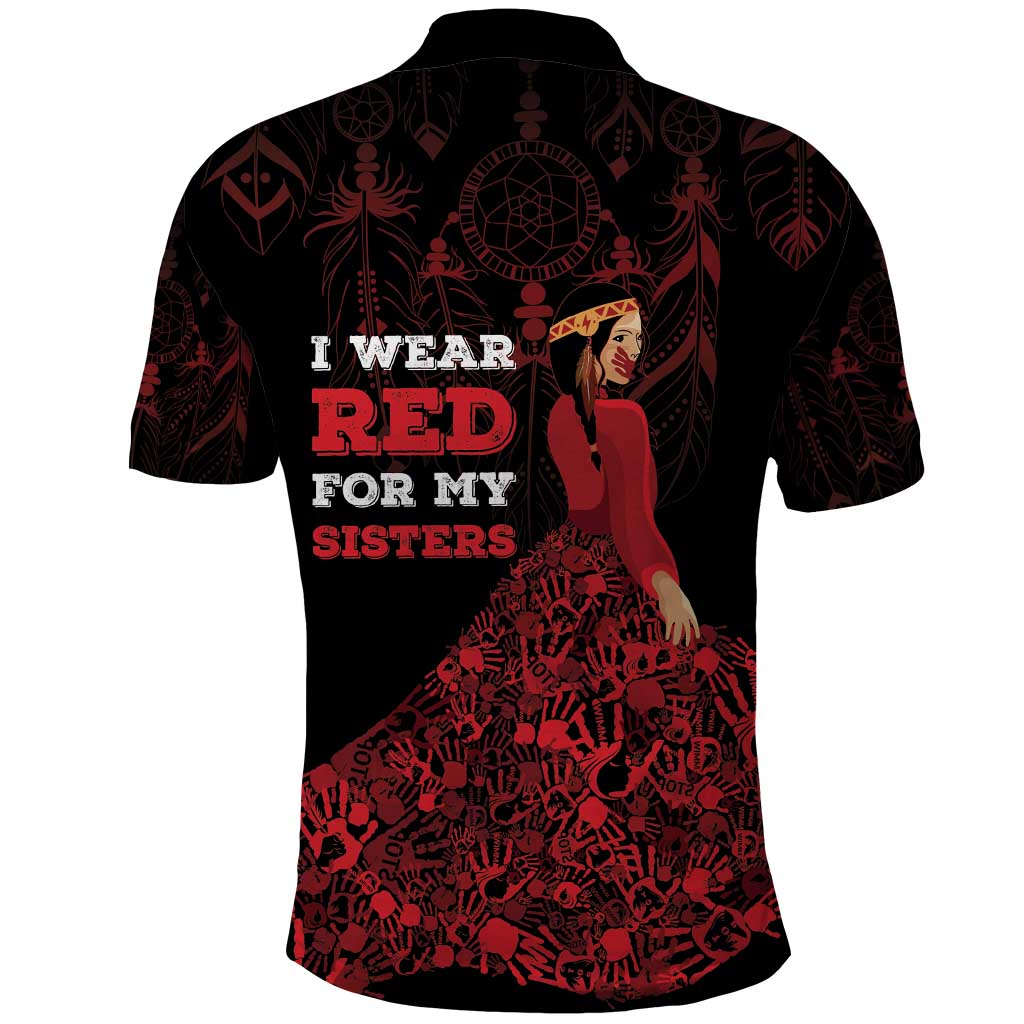MMIW Native American Red Hand Polo Shirt I Wear Red For My Sisters