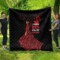 MMIW Native American Red Hand Quilt I Wear Red For My Sisters