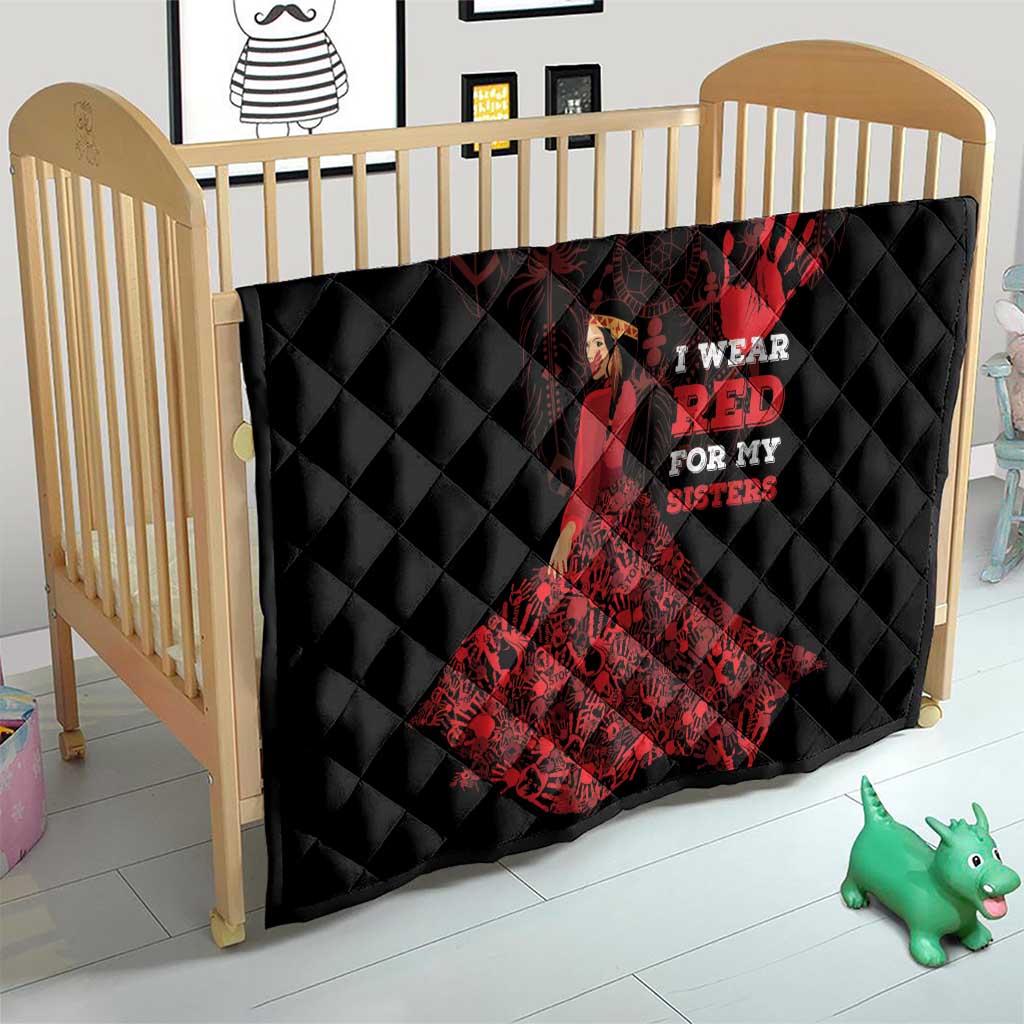 MMIW Native American Red Hand Quilt I Wear Red For My Sisters