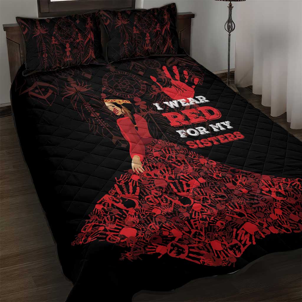 MMIW Native American Red Hand Quilt Bed Set I Wear Red For My Sisters