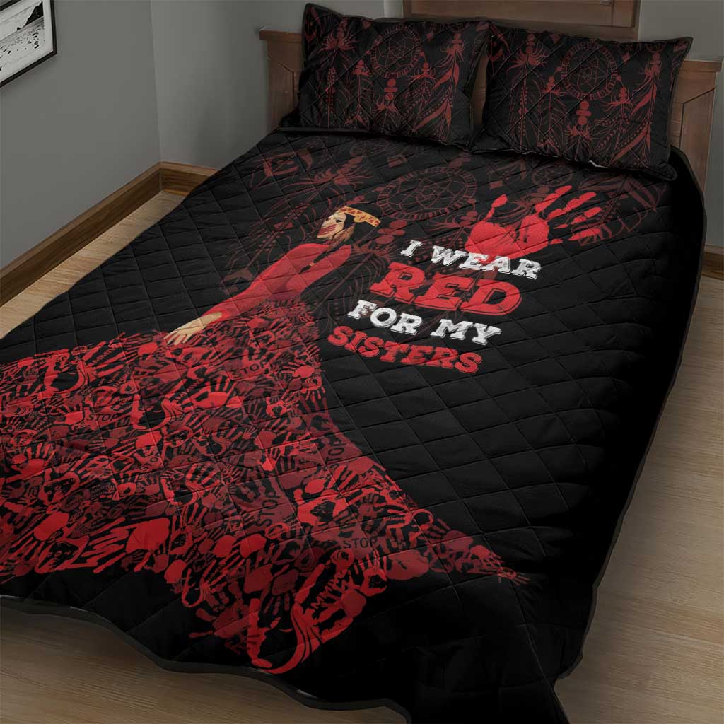 MMIW Native American Red Hand Quilt Bed Set I Wear Red For My Sisters