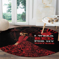 MMIW Native American Red Hand Round Carpet I Wear Red For My Sisters