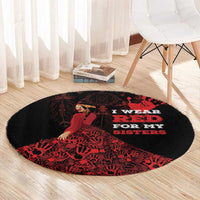 MMIW Native American Red Hand Round Carpet I Wear Red For My Sisters