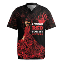 MMIW Native American Red Hand Rugby Jersey I Wear Red For My Sisters
