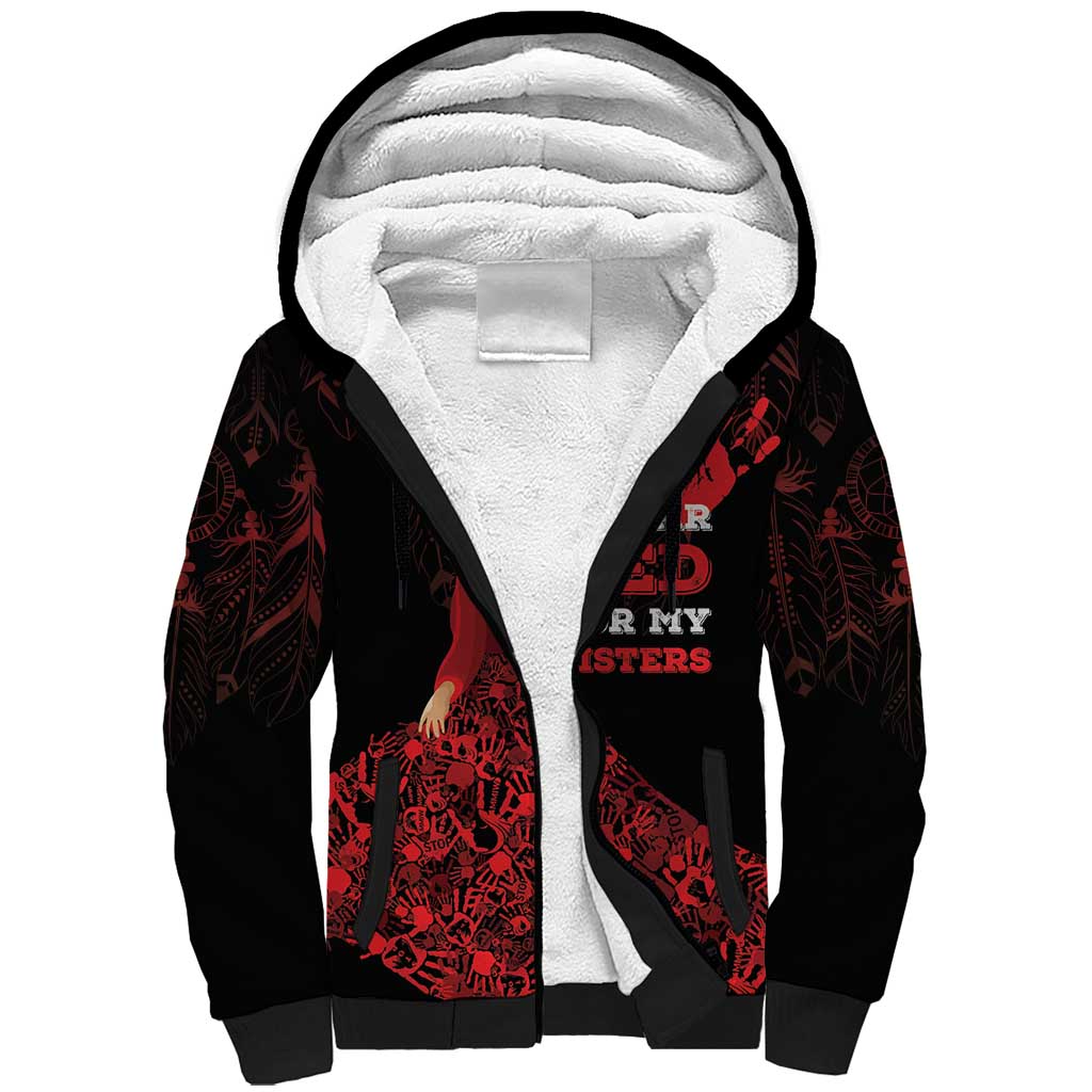 MMIW Native American Red Hand Sherpa Hoodie I Wear Red For My Sisters