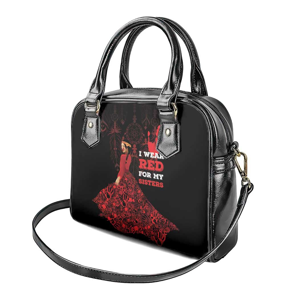 MMIW Native American Red Hand Shoulder Handbag I Wear Red For My Sisters