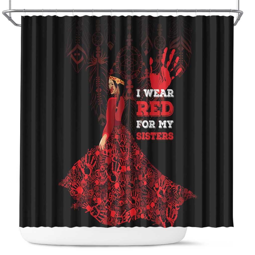 MMIW Native American Red Hand Shower Curtain I Wear Red For My Sisters