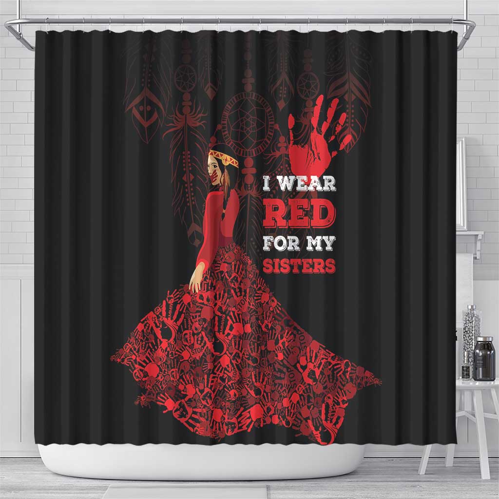 MMIW Native American Red Hand Shower Curtain I Wear Red For My Sisters