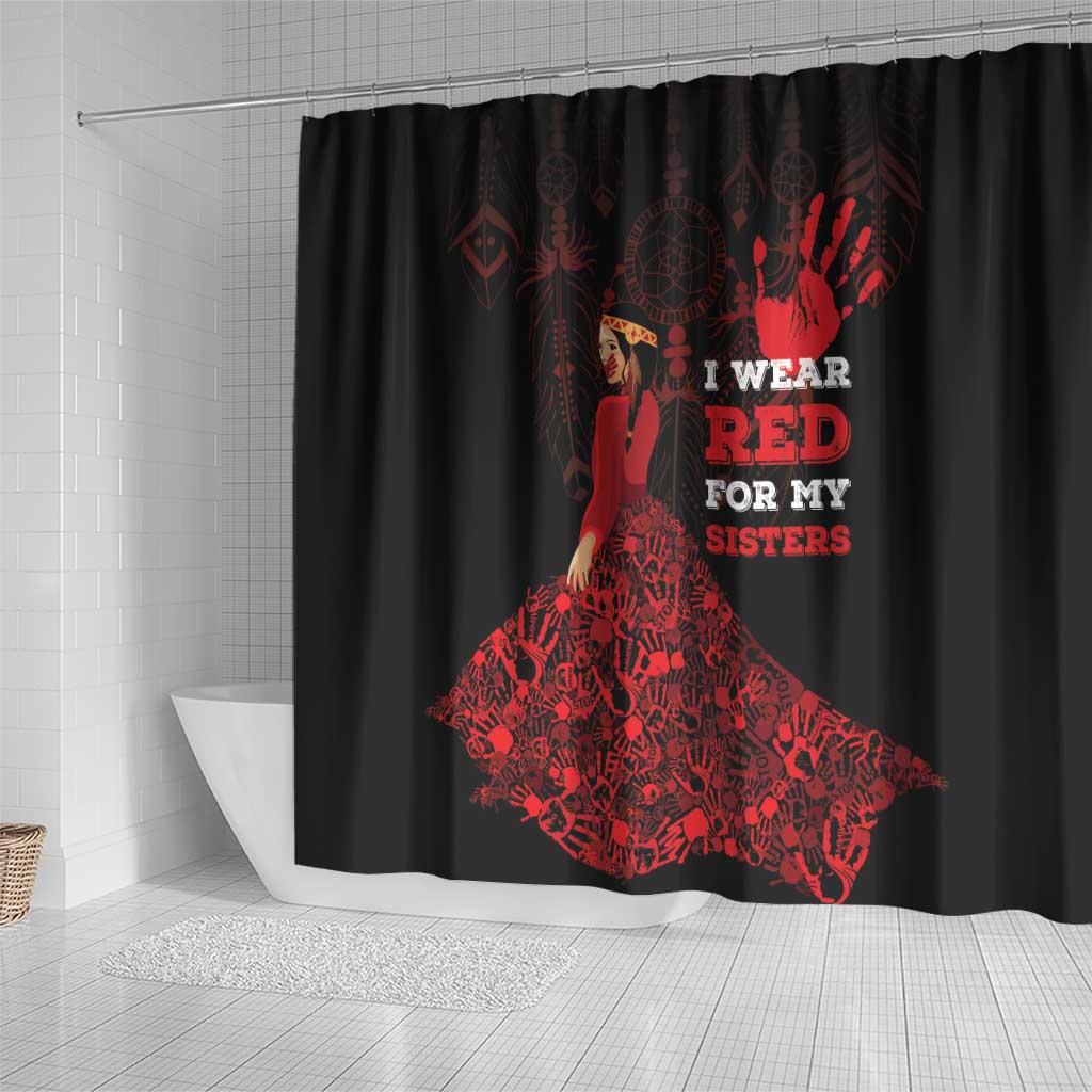 MMIW Native American Red Hand Shower Curtain I Wear Red For My Sisters