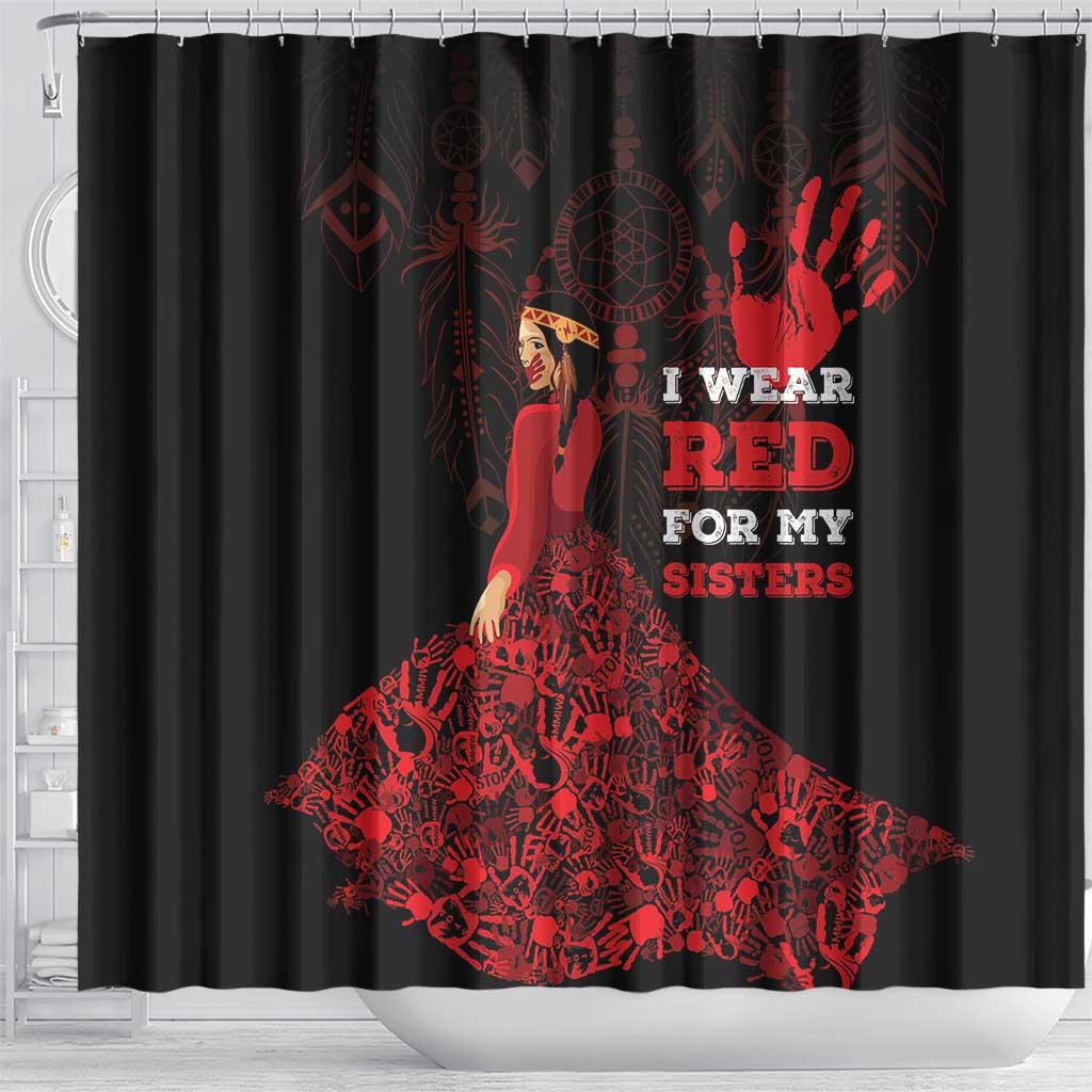 MMIW Native American Red Hand Shower Curtain I Wear Red For My Sisters