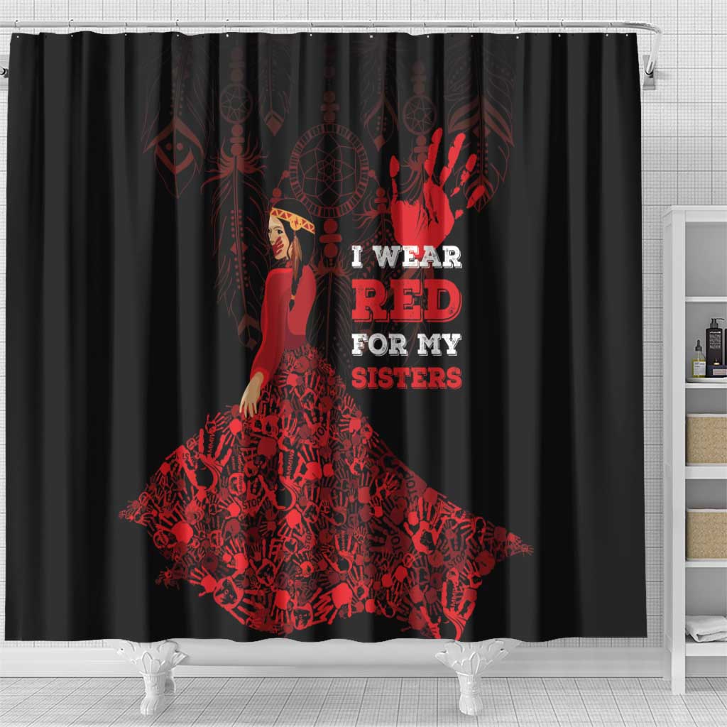 MMIW Native American Red Hand Shower Curtain I Wear Red For My Sisters