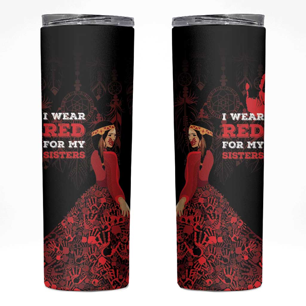 MMIW Native American Red Hand Skinny Tumbler I Wear Red For My Sisters