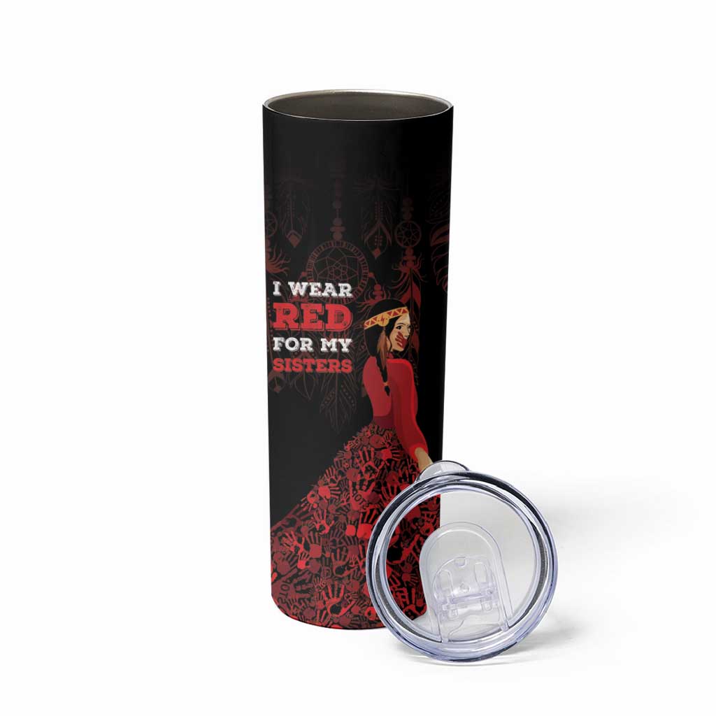 MMIW Native American Red Hand Skinny Tumbler I Wear Red For My Sisters