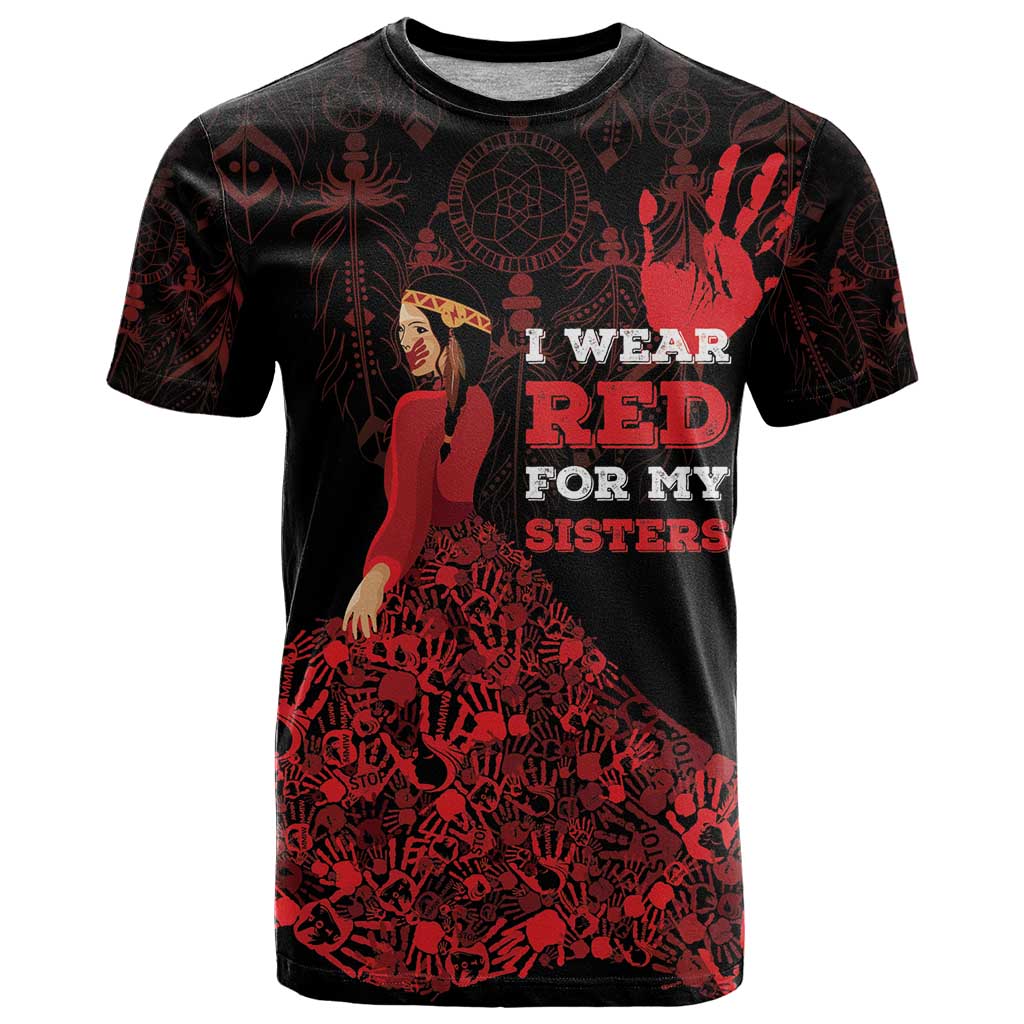 MMIW Native American Red Hand T Shirt I Wear Red For My Sisters
