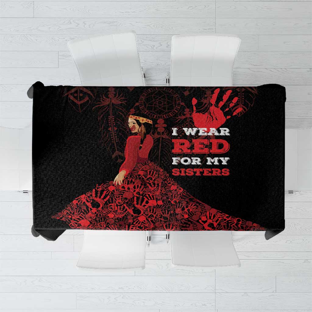 MMIW Native American Red Hand Tablecloth I Wear Red For My Sisters