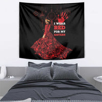 MMIW Native American Red Hand Tapestry I Wear Red For My Sisters