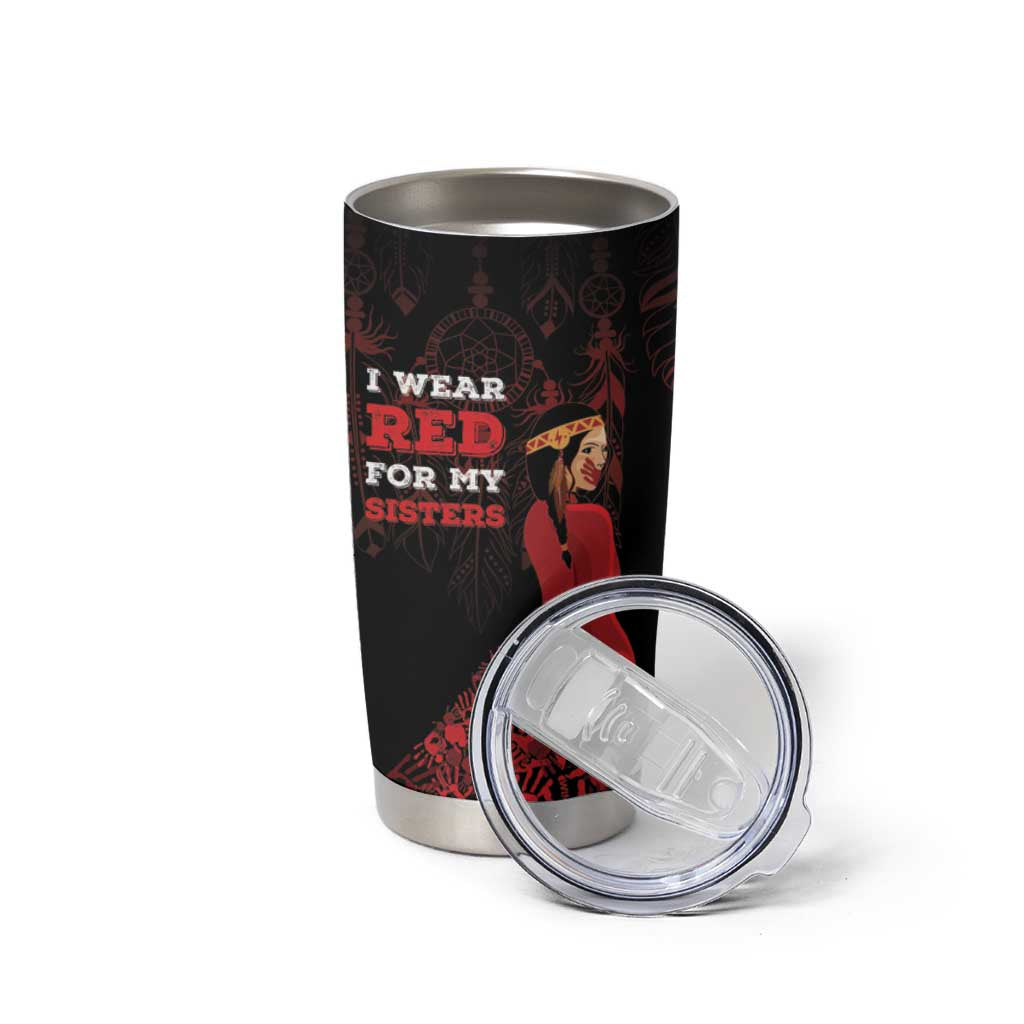 MMIW Native American Red Hand Tumbler Cup I Wear Red For My Sisters