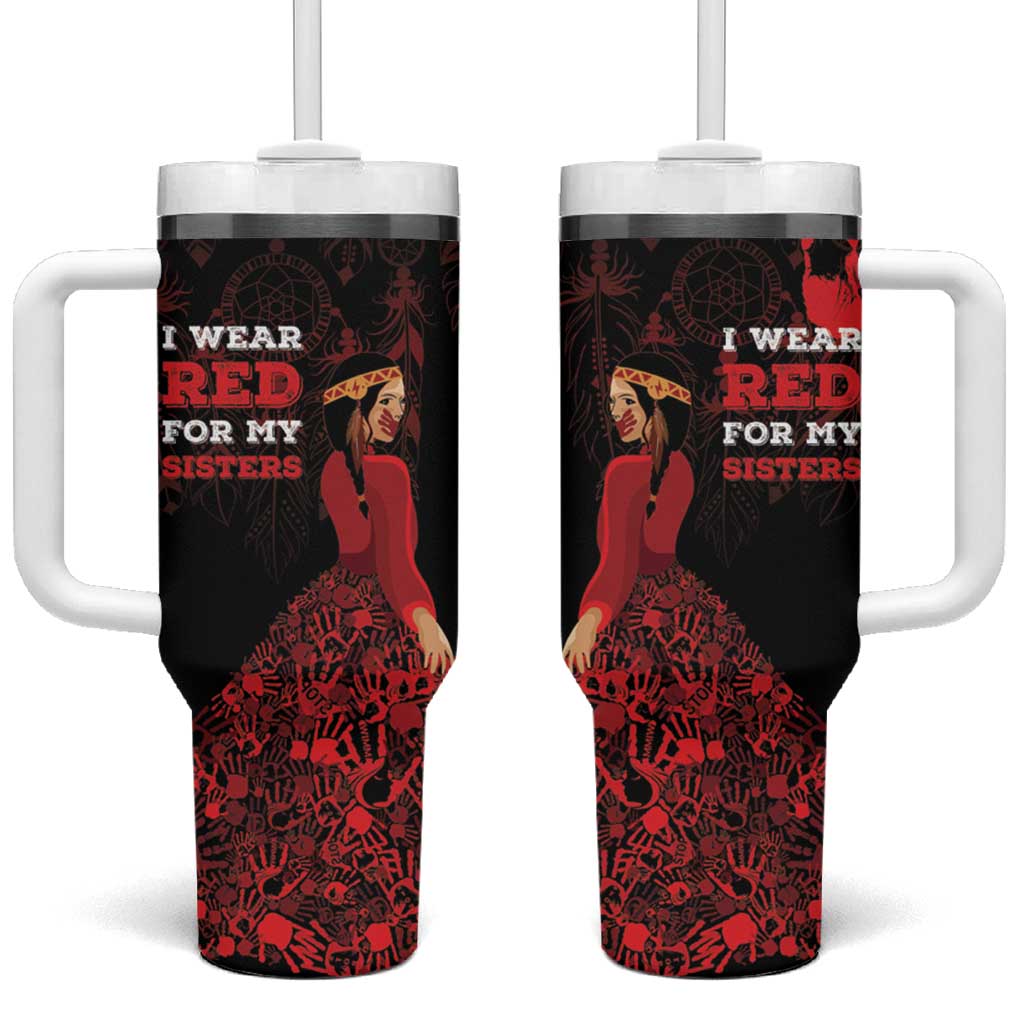MMIW Native American Red Hand Tumbler With Handle I Wear Red For My Sisters