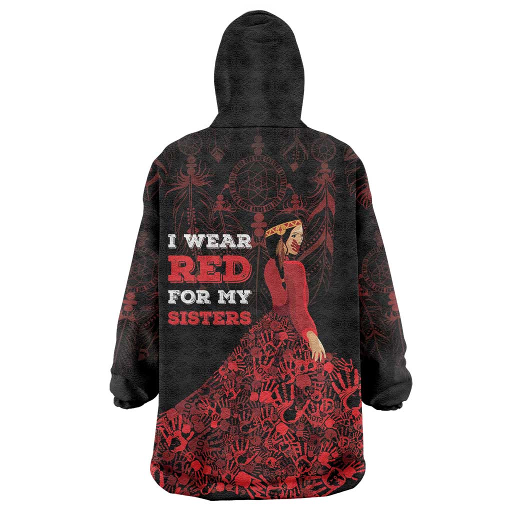 MMIW Native American Red Hand Wearable Blanket Hoodie I Wear Red For My Sisters
