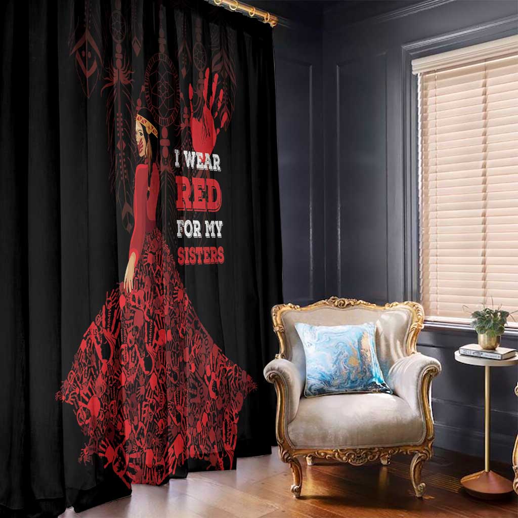 MMIW Native American Red Hand Window Curtain I Wear Red For My Sisters