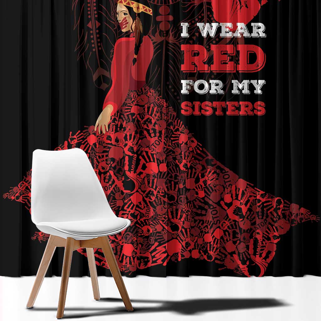 MMIW Native American Red Hand Window Curtain I Wear Red For My Sisters