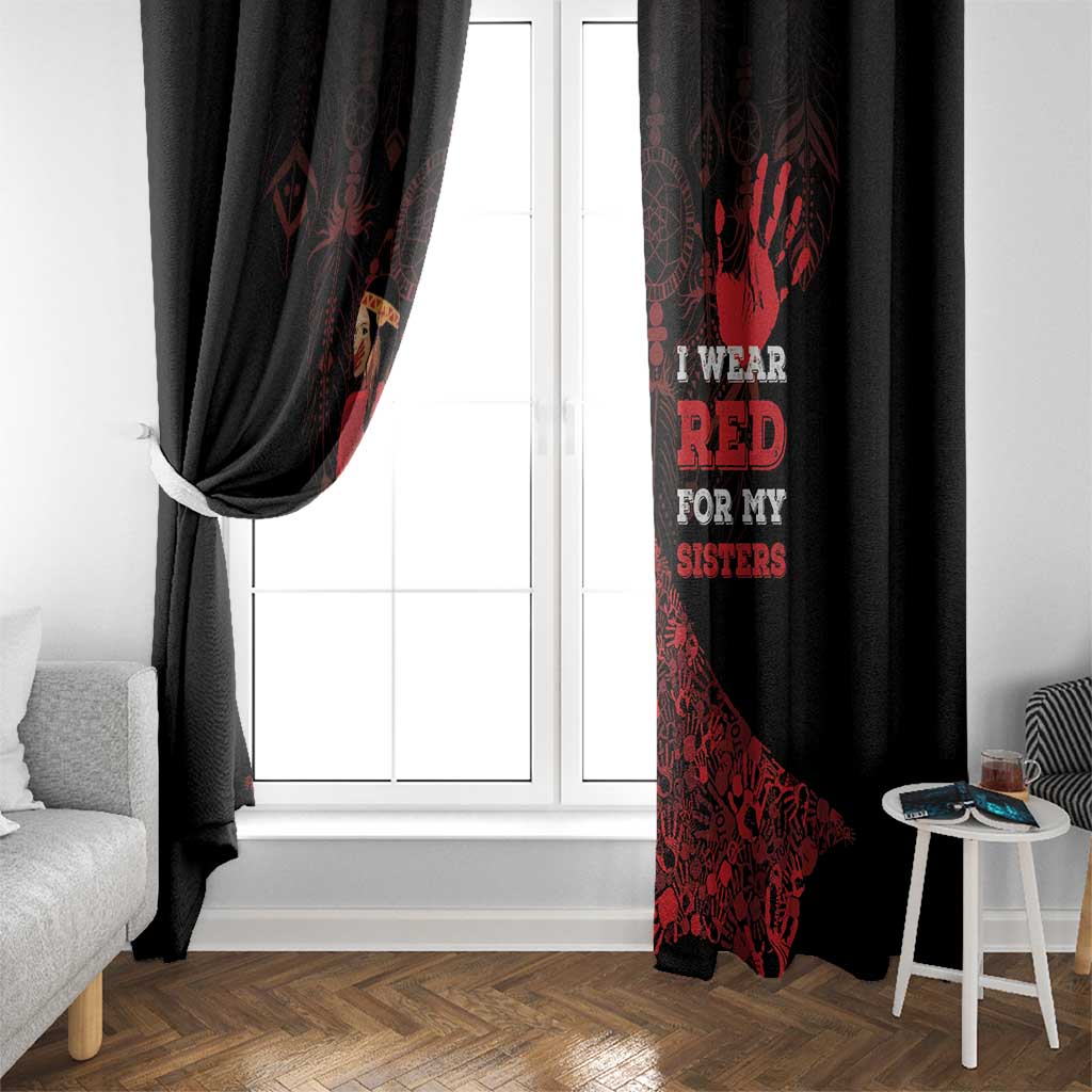 MMIW Native American Red Hand Window Curtain I Wear Red For My Sisters