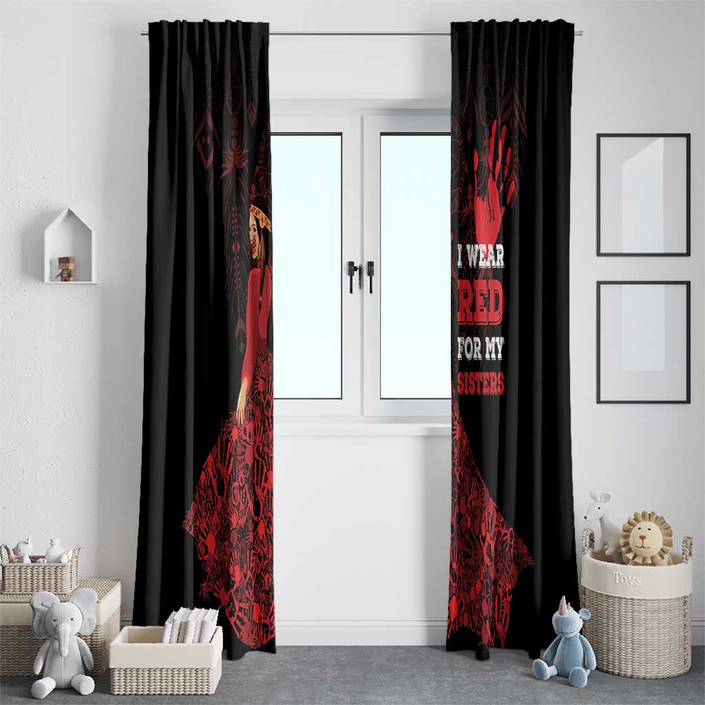 MMIW Native American Red Hand Window Curtain I Wear Red For My Sisters