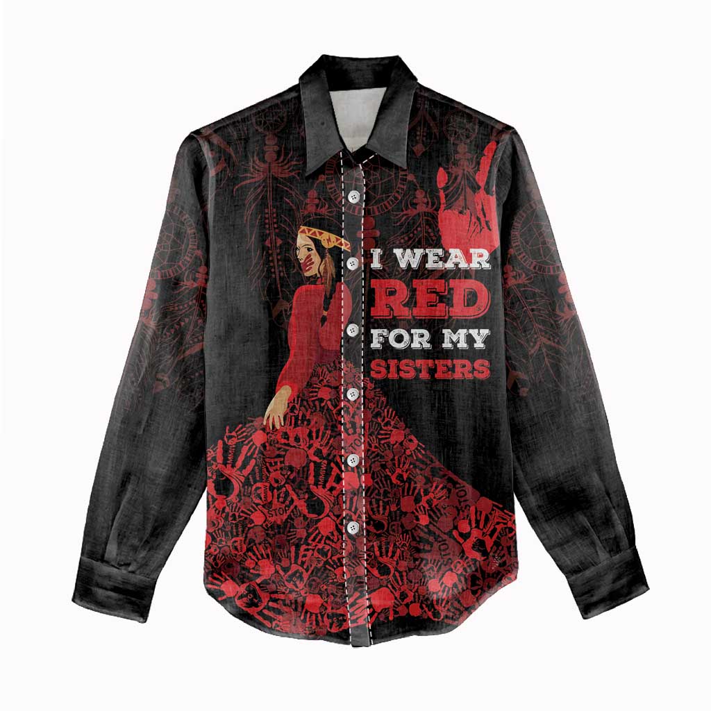 MMIW Native American Red Hand Women Casual Shirt I Wear Red For My Sisters