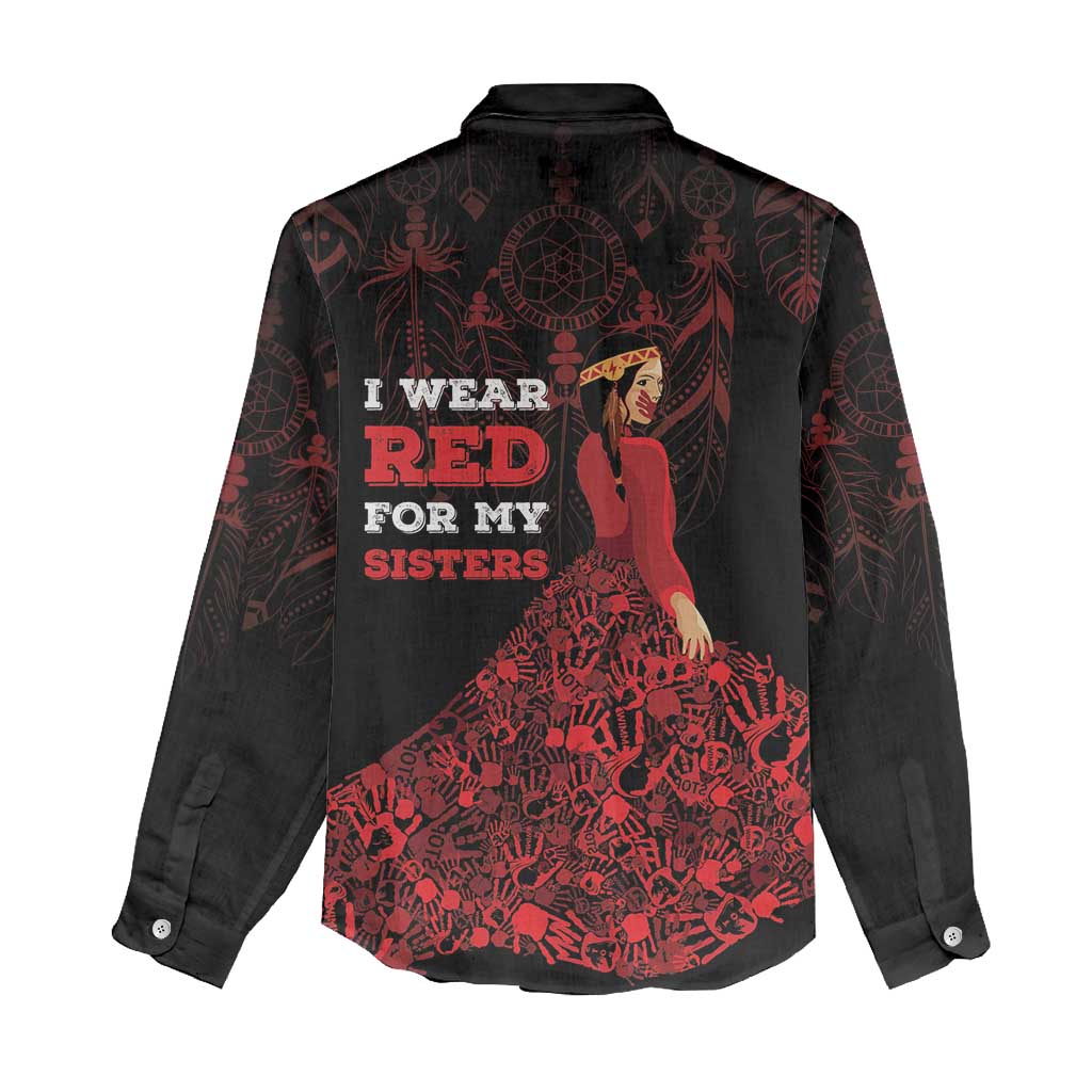 MMIW Native American Red Hand Women Casual Shirt I Wear Red For My Sisters