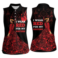 MMIW Native American Red Hand Women Sleeveless Polo Shirt I Wear Red For My Sisters