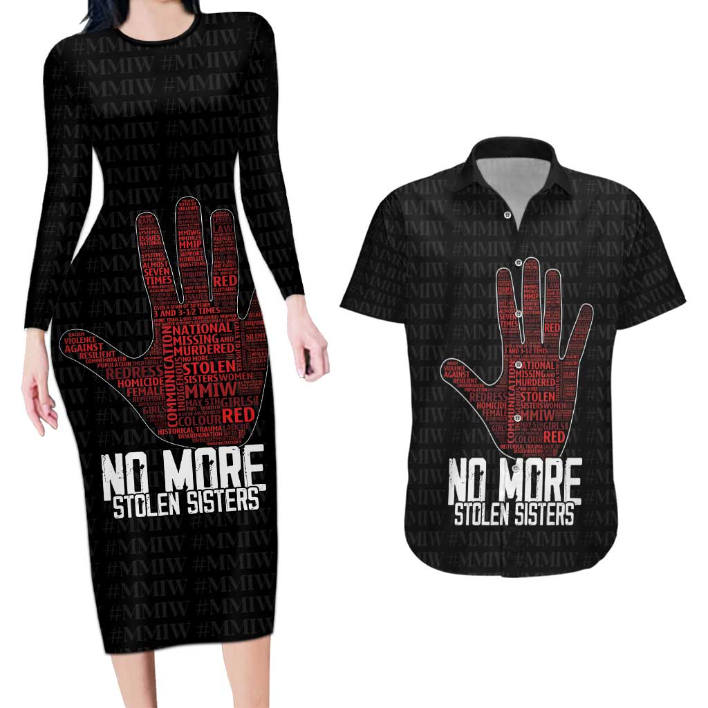MMIW Awareness Day Couples Matching Long Sleeve Bodycon Dress and Hawaiian Shirt No More Stolen Sisters