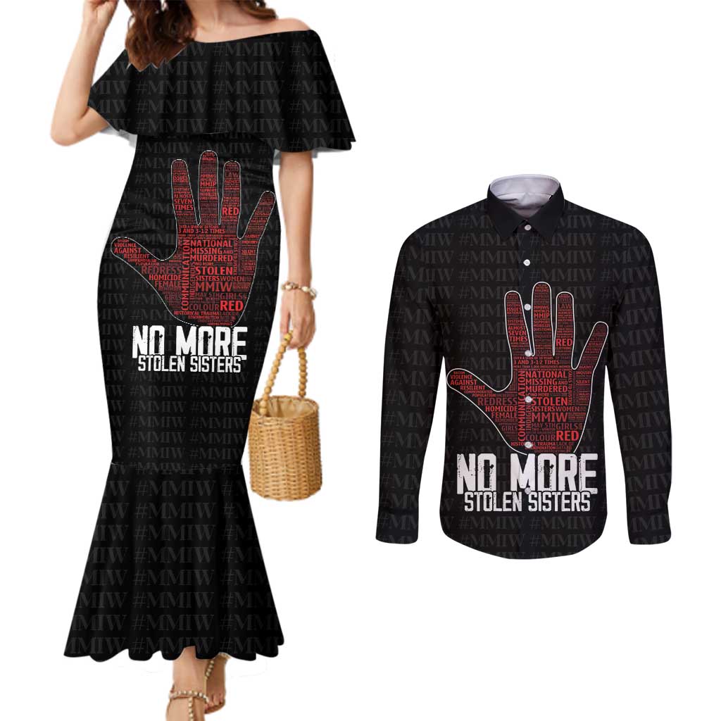 MMIW Awareness Day Couples Matching Mermaid Dress and Long Sleeve Button Shirt No More Stolen Sisters
