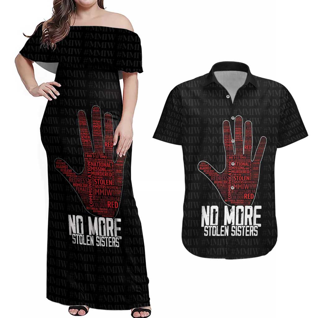 MMIW Awareness Day Couples Matching Off Shoulder Maxi Dress and Hawaiian Shirt No More Stolen Sisters