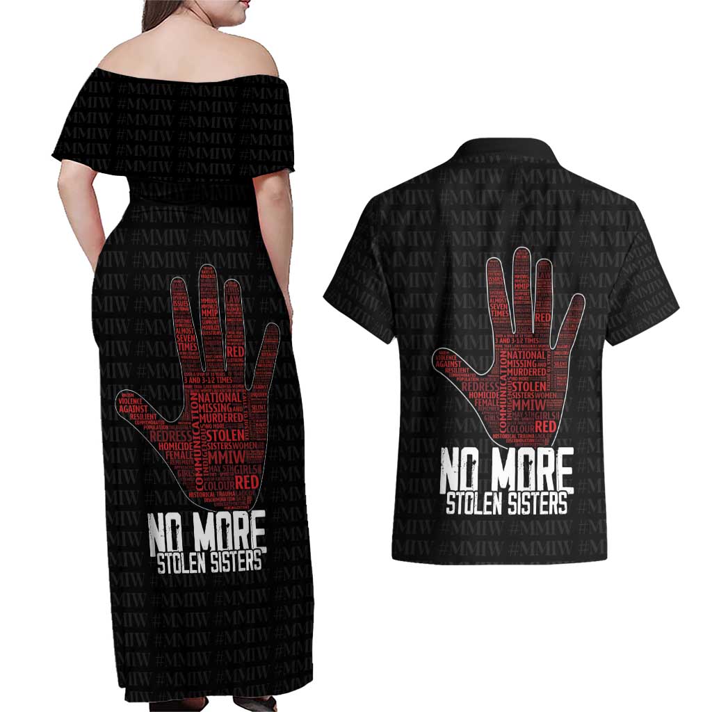 MMIW Awareness Day Couples Matching Off Shoulder Maxi Dress and Hawaiian Shirt No More Stolen Sisters