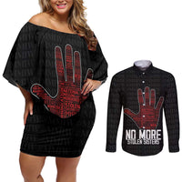 MMIW Awareness Day Couples Matching Off Shoulder Short Dress and Long Sleeve Button Shirt No More Stolen Sisters