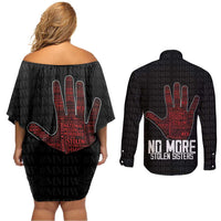 MMIW Awareness Day Couples Matching Off Shoulder Short Dress and Long Sleeve Button Shirt No More Stolen Sisters