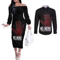 MMIW Awareness Day Couples Matching Off The Shoulder Long Sleeve Dress and Long Sleeve Button Shirt No More Stolen Sisters