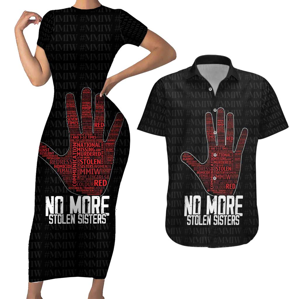 MMIW Awareness Day Couples Matching Short Sleeve Bodycon Dress and Hawaiian Shirt No More Stolen Sisters