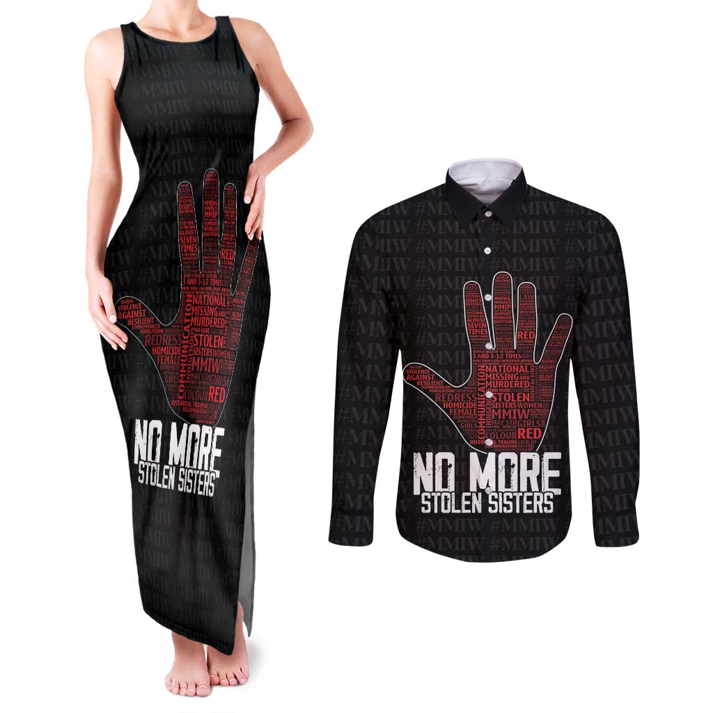 MMIW Awareness Day Couples Matching Tank Maxi Dress and Long Sleeve Button Shirt No More Stolen Sisters
