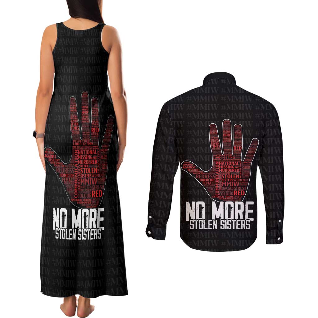 MMIW Awareness Day Couples Matching Tank Maxi Dress and Long Sleeve Button Shirt No More Stolen Sisters