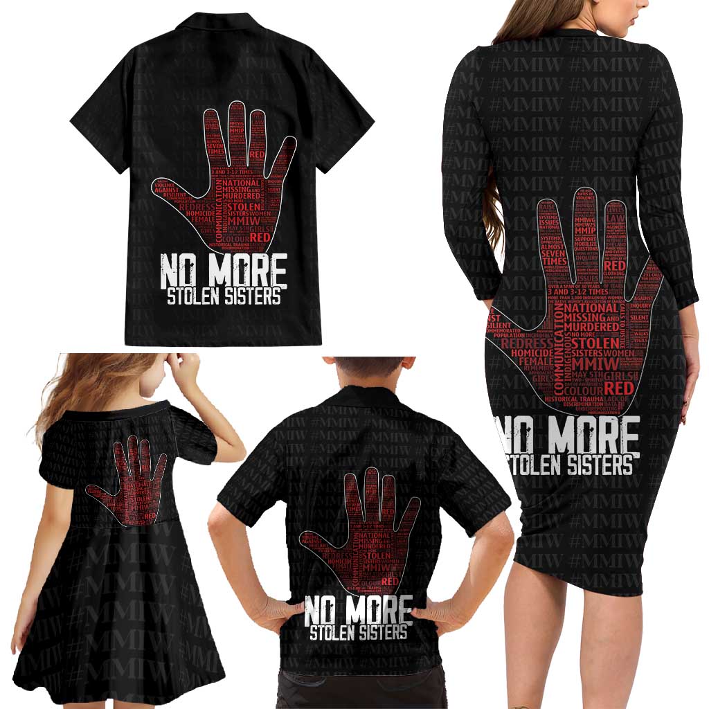 MMIW Awareness Day Family Matching Long Sleeve Bodycon Dress and Hawaiian Shirt No More Stolen Sisters